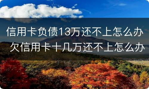 信用卡负债13万还不上怎么办 欠信用卡十几万还不上怎么办