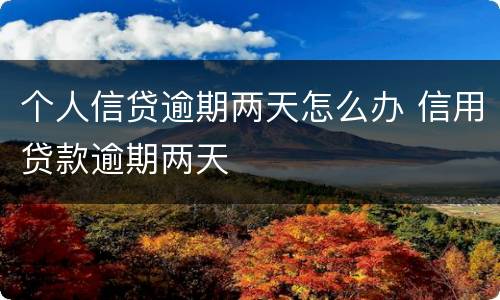 个人信贷逾期两天怎么办 信用贷款逾期两天