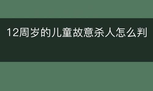 12周岁的儿童故意杀人怎么判