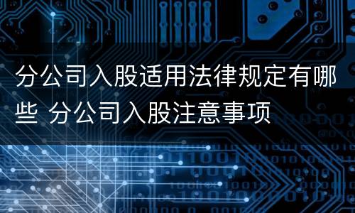 分公司入股适用法律规定有哪些 分公司入股注意事项