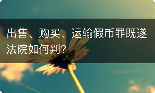 出售、购买、运输假币罪既遂法院如何判?