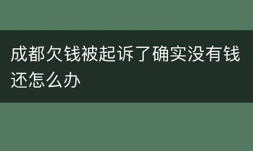 成都欠钱被起诉了确实没有钱还怎么办