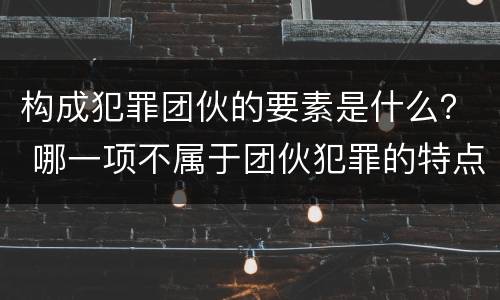 构成犯罪团伙的要素是什么？ 哪一项不属于团伙犯罪的特点