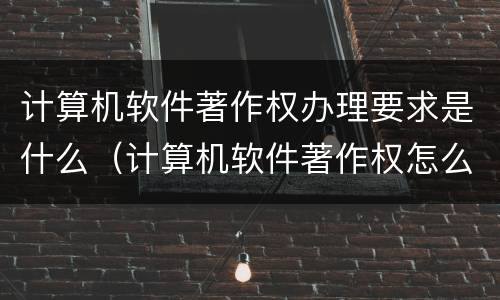 计算机软件著作权办理要求是什么（计算机软件著作权怎么办理）