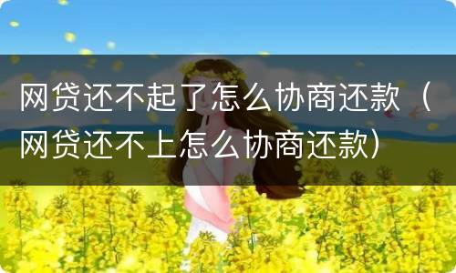 网贷还不起了怎么协商还款（网贷还不上怎么协商还款）