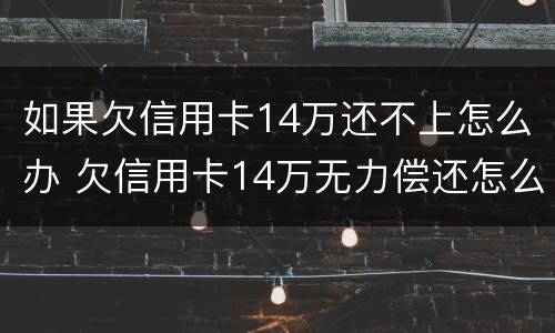 如果欠信用卡14万还不上怎么办 欠信用卡14万无力偿还怎么办