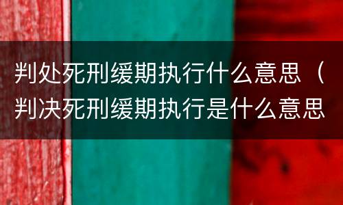 判处死刑缓期执行什么意思（判决死刑缓期执行是什么意思）