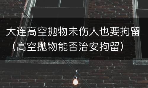 大连高空抛物未伤人也要拘留（高空抛物能否治安拘留）