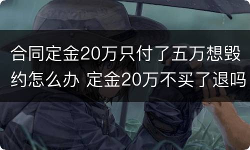 合同定金20万只付了五万想毁约怎么办 定金20万不买了退吗
