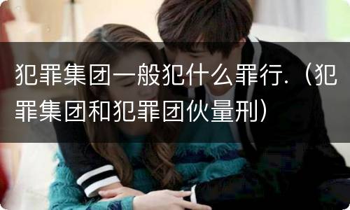 犯罪集团一般犯什么罪行.（犯罪集团和犯罪团伙量刑）
