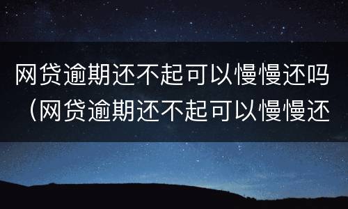 网贷逾期还不起可以慢慢还吗（网贷逾期还不起可以慢慢还吗）