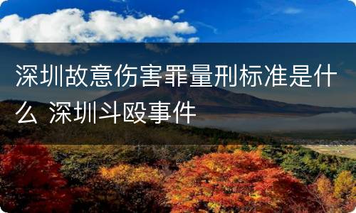 深圳故意伤害罪量刑标准是什么 深圳斗殴事件