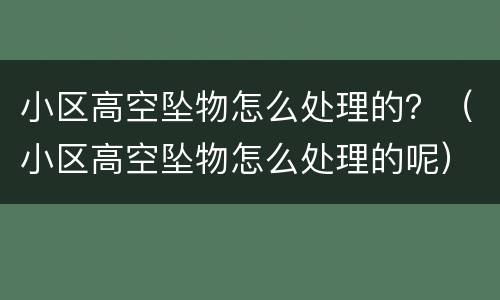 小区高空坠物怎么处理的？（小区高空坠物怎么处理的呢）