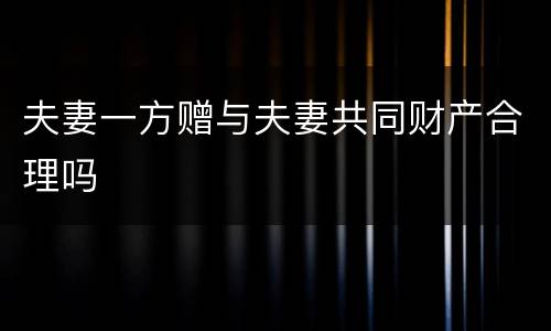 夫妻一方赠与夫妻共同财产合理吗