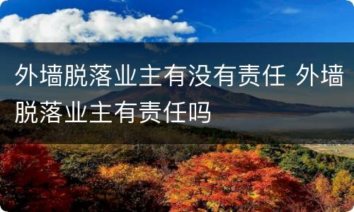 外墙脱落业主有没有责任 外墙脱落业主有责任吗
