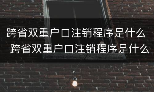 跨省双重户口注销程序是什么 跨省双重户口注销程序是什么样的