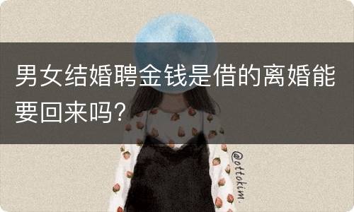 男女结婚聘金钱是借的离婚能要回来吗?