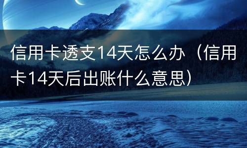 信用卡透支14天怎么办（信用卡14天后出账什么意思）