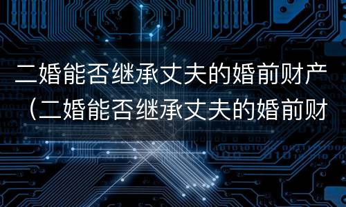 二婚能否继承丈夫的婚前财产（二婚能否继承丈夫的婚前财产呢）