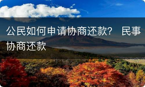 公民如何申请协商还款？ 民事协商还款