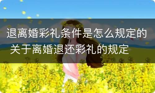 退离婚彩礼条件是怎么规定的 关于离婚退还彩礼的规定