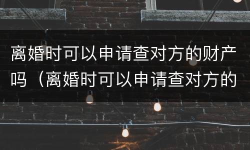 离婚时可以申请查对方的财产吗（离婚时可以申请查对方的财产吗怎么查）