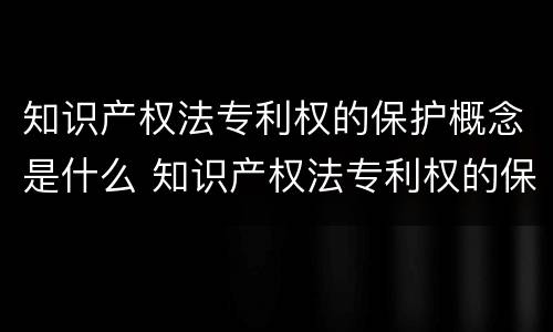 知识产权法专利权的保护概念是什么 知识产权法专利权的保护概念是什么意思