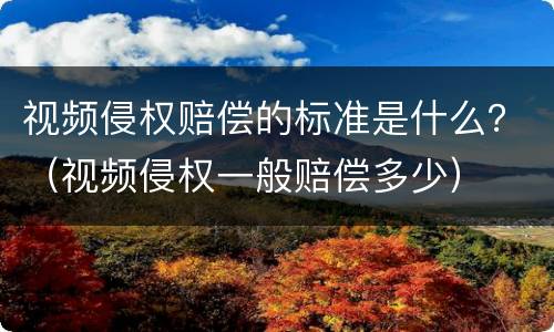 视频侵权赔偿的标准是什么？（视频侵权一般赔偿多少）