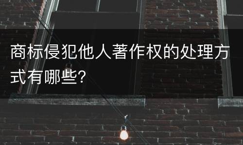 商标侵犯他人著作权的处理方式有哪些？