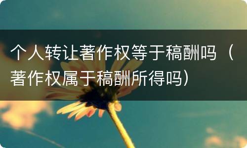 个人转让著作权等于稿酬吗（著作权属于稿酬所得吗）