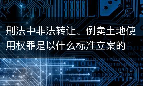 刑法中非法转让、倒卖土地使用权罪是以什么标准立案的