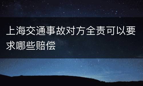 上海交通事故对方全责可以要求哪些赔偿