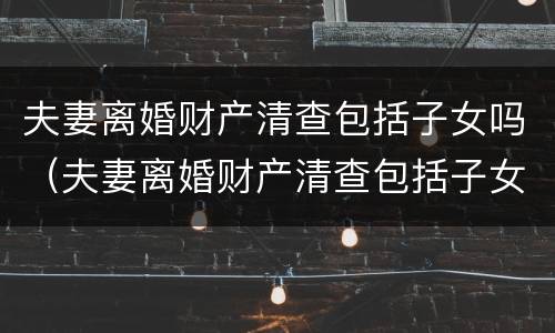夫妻离婚财产清查包括子女吗（夫妻离婚财产清查包括子女吗怎么查）