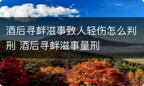 酒后寻衅滋事致人轻伤怎么判刑 酒后寻衅滋事量刑