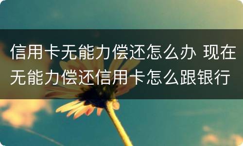 信用卡无能力偿还怎么办 现在无能力偿还信用卡怎么跟银行说