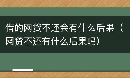 借的网贷不还会有什么后果（网贷不还有什么后果吗）