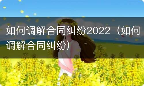 如何调解合同纠纷2022（如何调解合同纠纷）