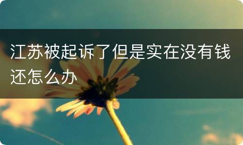 江苏被起诉了但是实在没有钱还怎么办