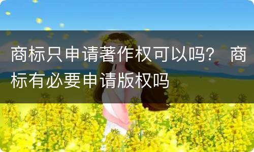 商标只申请著作权可以吗？ 商标有必要申请版权吗