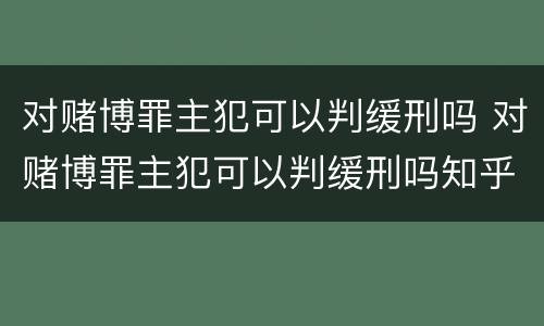 对赌博罪主犯可以判缓刑吗 对赌博罪主犯可以判缓刑吗知乎