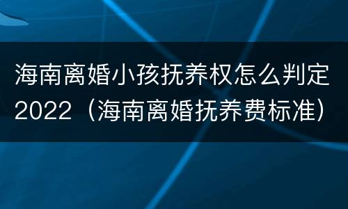 海南离婚小孩抚养权怎么判定2022（海南离婚抚养费标准）