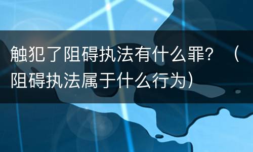 触犯了阻碍执法有什么罪？（阻碍执法属于什么行为）