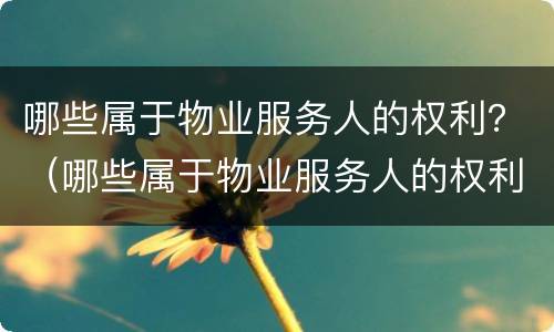 哪些属于物业服务人的权利？（哪些属于物业服务人的权利义务）
