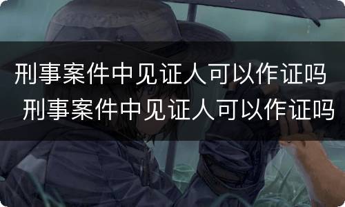 刑事案件中见证人可以作证吗 刑事案件中见证人可以作证吗为什么