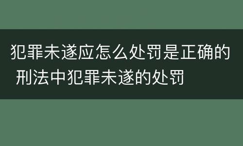 犯罪未遂应怎么处罚是正确的 刑法中犯罪未遂的处罚