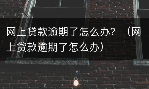 网上贷款逾期了怎么办？（网上贷款逾期了怎么办）