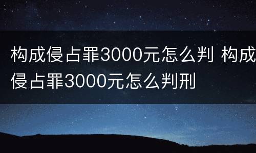 构成侵占罪3000元怎么判 构成侵占罪3000元怎么判刑