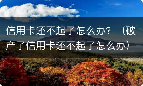 信用卡还不起了怎么办？（破产了信用卡还不起了怎么办）