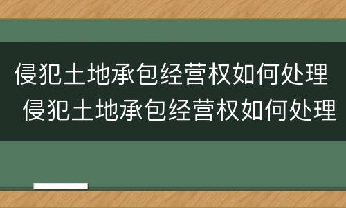 侵犯土地承包经营权如何处理 侵犯土地承包经营权如何处理