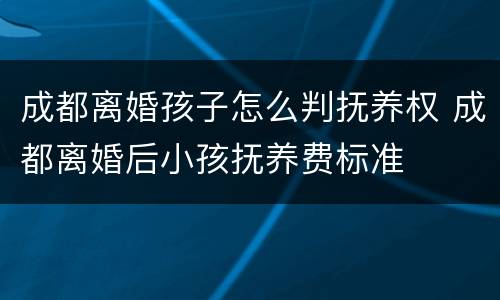 成都离婚孩子怎么判抚养权 成都离婚后小孩抚养费标准